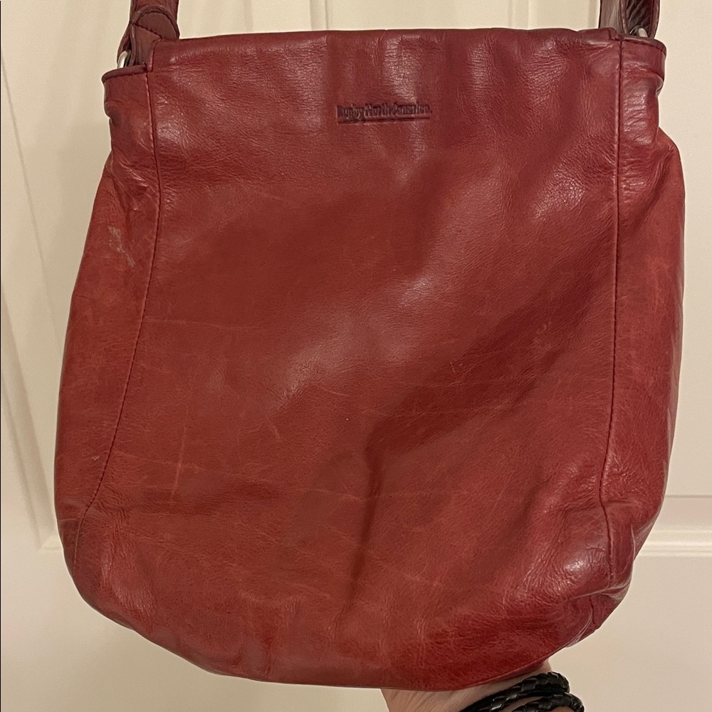 Rugby North America maroon leather cross body bag